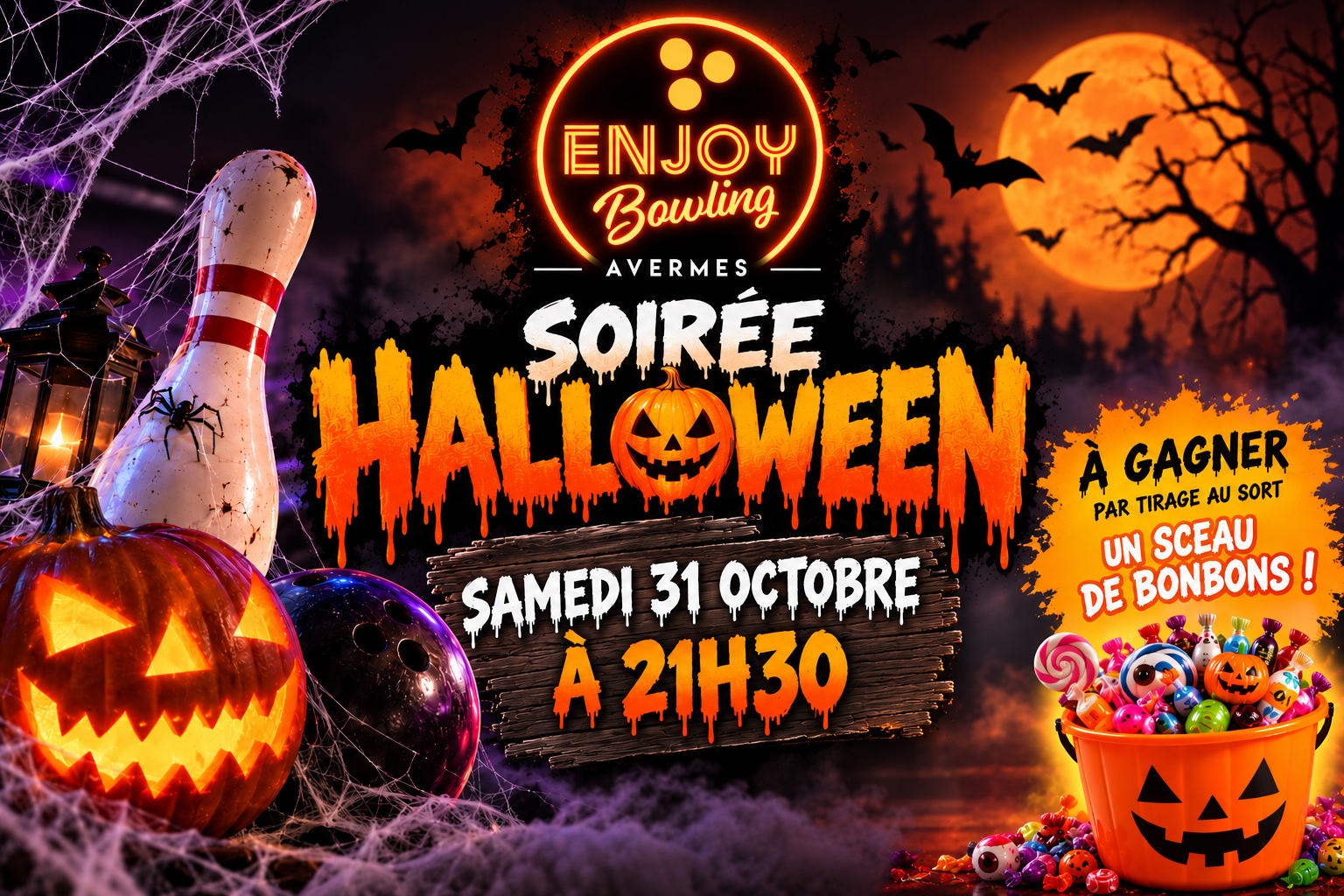 Soirée Halloween 🎃 à L’ENJOY Bowling Avermes
